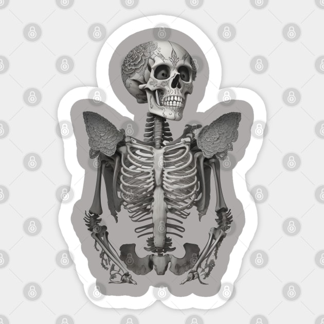 Moon skeleton Sticker by Spaceboyishere